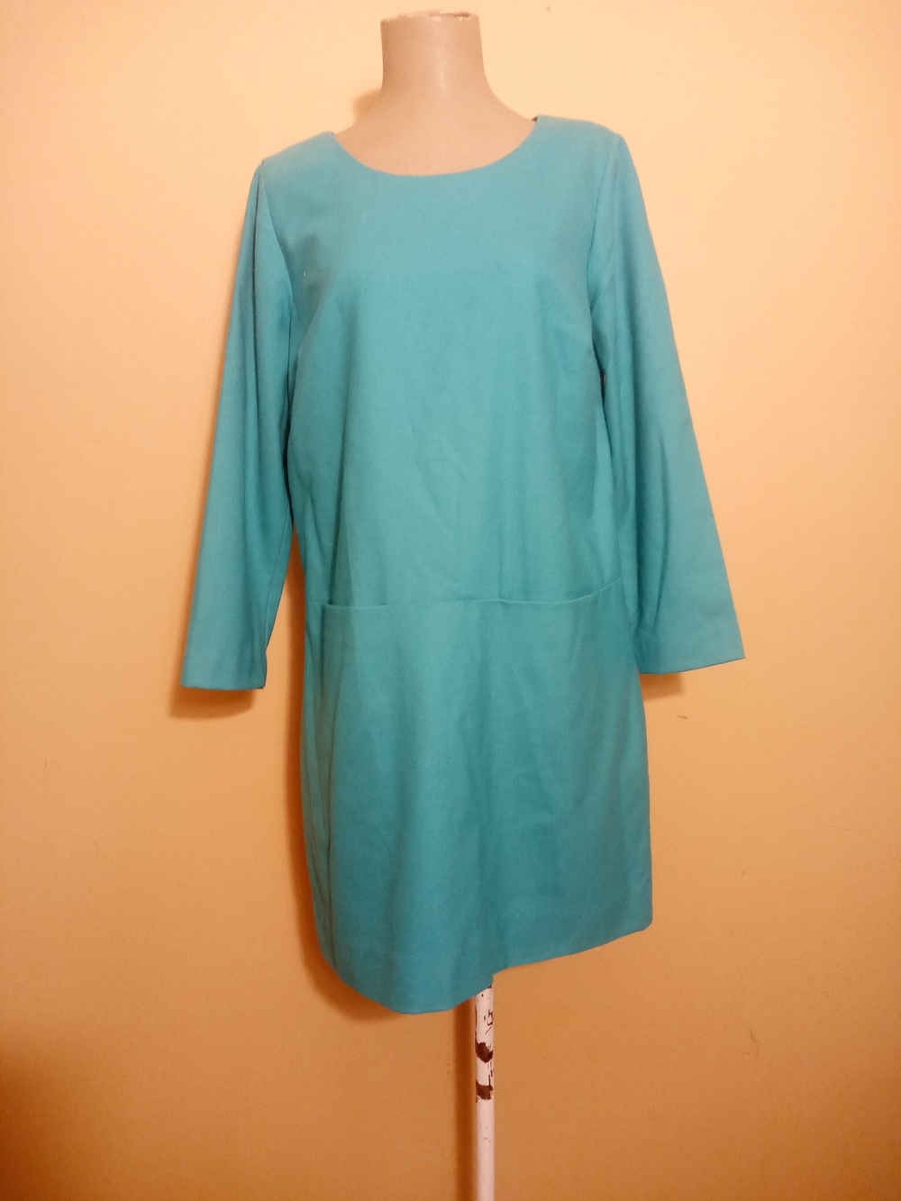 J. Crew Teal Long-Sleeve Shift Dress